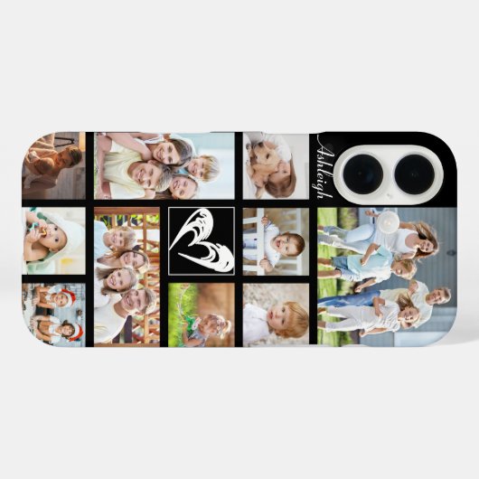 フォトコラージュハートラブネームカスタムの色 Case-Mate iPhoneケース (裏面 (横))