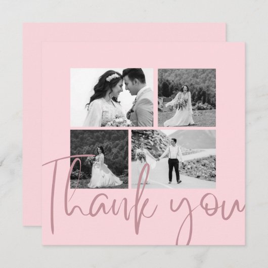 フォトコラージュバラエレガントウェディングサンキューカード 招待状 (正面/裏面)