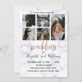 フォトコラージュバラ金ゴールドグリッター書かわいらし 招待状 (正面)