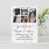 フォトコラージュバラ金ゴールドグリッター書かわいらし 招待状 (スタンド正面)