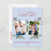 フォトコラージュバラ金ゴールドグリーンメリークリスマス シーズンポストカード (正面/裏面)