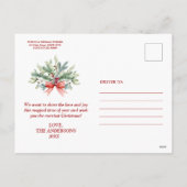 フォトコラージュバラ金ゴールドグリーンメリークリスマス シーズンポストカード (裏面)