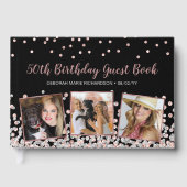 フォトコラージュバラ金ゴールドシルバー50誕生日 ゲストブック (正面)