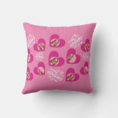 フォトコラージュバレンタインデー熱いピンクハート クッション (裏面)