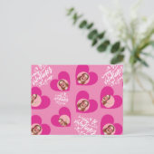 フォトコラージュバレンタインデー熱いピンクハート ポストカード (スタンド正面)