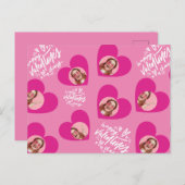 フォトコラージュバレンタインデー熱いピンクハート ポストカード (正面/裏面)