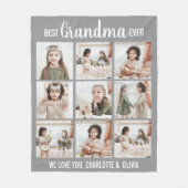 フォトコラージュパーソナライズされたおばあちゃん フリースブランケット (正面)