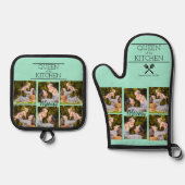 フォトコラージュパーソナライズされたオーブンミット&ポットホルダー 鍋つかみ&鍋敷きセット (正面)