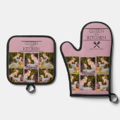 フォトコラージュパーソナライズされたオーブンミット&ポットホルダー 鍋つかみ&鍋敷きセット (正面)