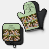 フォトコラージュパーソナライズされたオーブンミット&ポットホルダー 鍋つかみ&鍋敷きセット (正面/裏面)