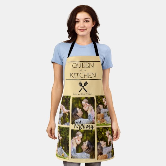 フォトコラージュパーソナライズされたキッチンエプロン エプロン (着用した状態)