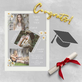 フォトコラージュパーソナライズされたグレー卒業 案内状