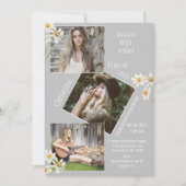 フォトコラージュパーソナライズされたグレー卒業 案内状 (正面)