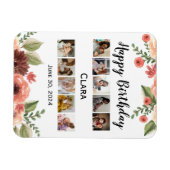 フォトコラージュパーソナライズされたスクリプト誕生日 マグネット (横)