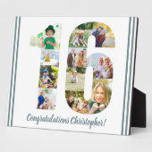 フォトコラージュパーソナライズされたナンバー16誕生日 フォトプラーク (側面)