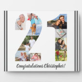 フォトコラージュパーソナライズされたナンバー21誕生日 フォトプラーク (正面)