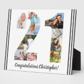 フォトコラージュパーソナライズされたナンバー21誕生日 フォトプラーク (側面)