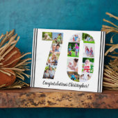 フォトコラージュパーソナライズされたナンバー70誕生日 フォトプラーク (側面)