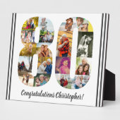 フォトコラージュパーソナライズされたナンバー80誕生日 フォトプラーク (側面)