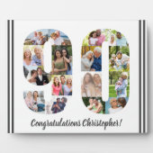 フォトコラージュパーソナライズされたナンバー90誕生日 フォトプラーク (正面)