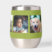 フォトコラージュパーソナライズされたハートモノグラムグリーン (背面)