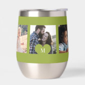 フォトコラージュパーソナライズされたハートモノグラムグリーン (左面)