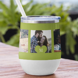 フォトコラージュパーソナライズされたハートモノグラムグリーン