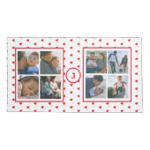 フォトコラージュパーソナライズされたファミリー赤いハートキング 枕カバー (裏面-左)