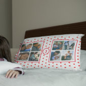 フォトコラージュパーソナライズされたファミリー赤いハートキング 枕カバー