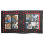 フォトコラージュパーソナライズされたファミリー赤いハートブラック 枕カバー (正面左)