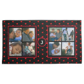 フォトコラージュパーソナライズされたファミリー赤いハートブラック 枕カバー (正面右)