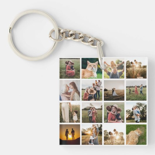 フォトコラージュパーソナライズされたファミリー キーホルダー (正面)