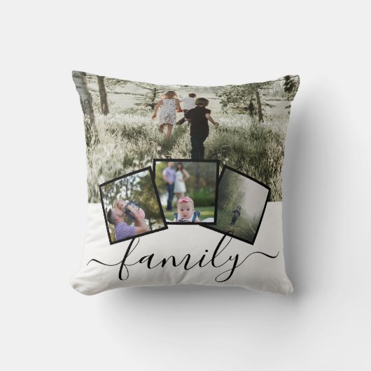 フォトコラージュパーソナライズされたファミリー クッション (正面)
