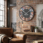 フォトコラージュパーソナライズされたブラックウッドファミリー ラウンド壁時計