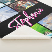 フォトコラージュパーソナライズされたホットピンクブラック(中) 6 シェルパブランケット (3/4)