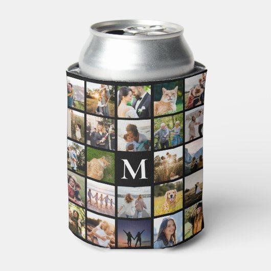 フォトコラージュパーソナライズされたモノグラム 缶クーラー (缶正面)