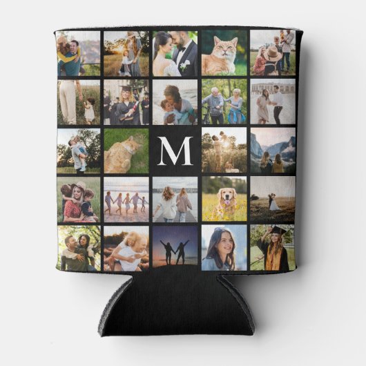フォトコラージュパーソナライズされたモノグラム 缶クーラー (正面)