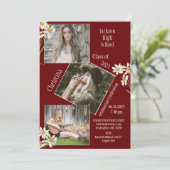 フォトコラージュパーソナライズされたレッド卒業 案内状 (スタンド正面)