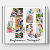 フォトコラージュパーソナライズされた番号40誕生日 フォトプラーク (正面)