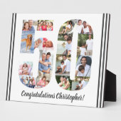 フォトコラージュパーソナライズされた番号50誕生日 フォトプラーク (側面)