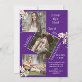 フォトコラージュパーソナライズされた4写真紫 案内状 (正面)