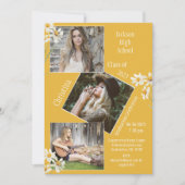 フォトコラージュパーソナライズされた4写真金ゴールド 案内状 (正面)