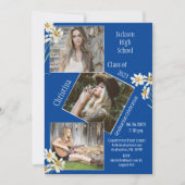 フォトコラージュパーソナライズされた4写真青 案内状 (正面)