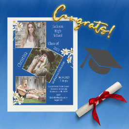 フォトコラージュパーソナライズされた4写真青 案内状