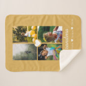 フォトコラージュパーソナライズされた4枚のハート付き写真 シェルパブランケット (正面(横))