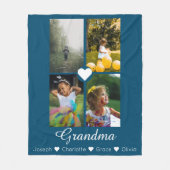 フォトコラージュパーソナライズされた4枚の写真とハート フリースブランケット (正面)