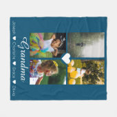 フォトコラージュパーソナライズされた4枚の写真とハート フリースブランケット (正面(横))