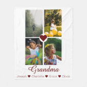 フォトコラージュパーソナライズされた4枚の写真とハート フリースブランケット (正面)