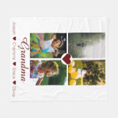 フォトコラージュパーソナライズされた4枚の写真とハート フリースブランケット (正面(横))