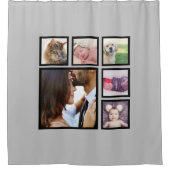 フォトコラージュパーソナライズされた6写真テンプレート シャワーカーテン (正面)